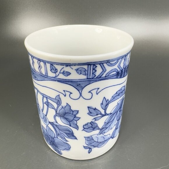 1995 Jardin Blue Cardinal Ceramic Coffee Mug Cup Set 2 Blue White Fruit Cherry - Picture 14 of 15